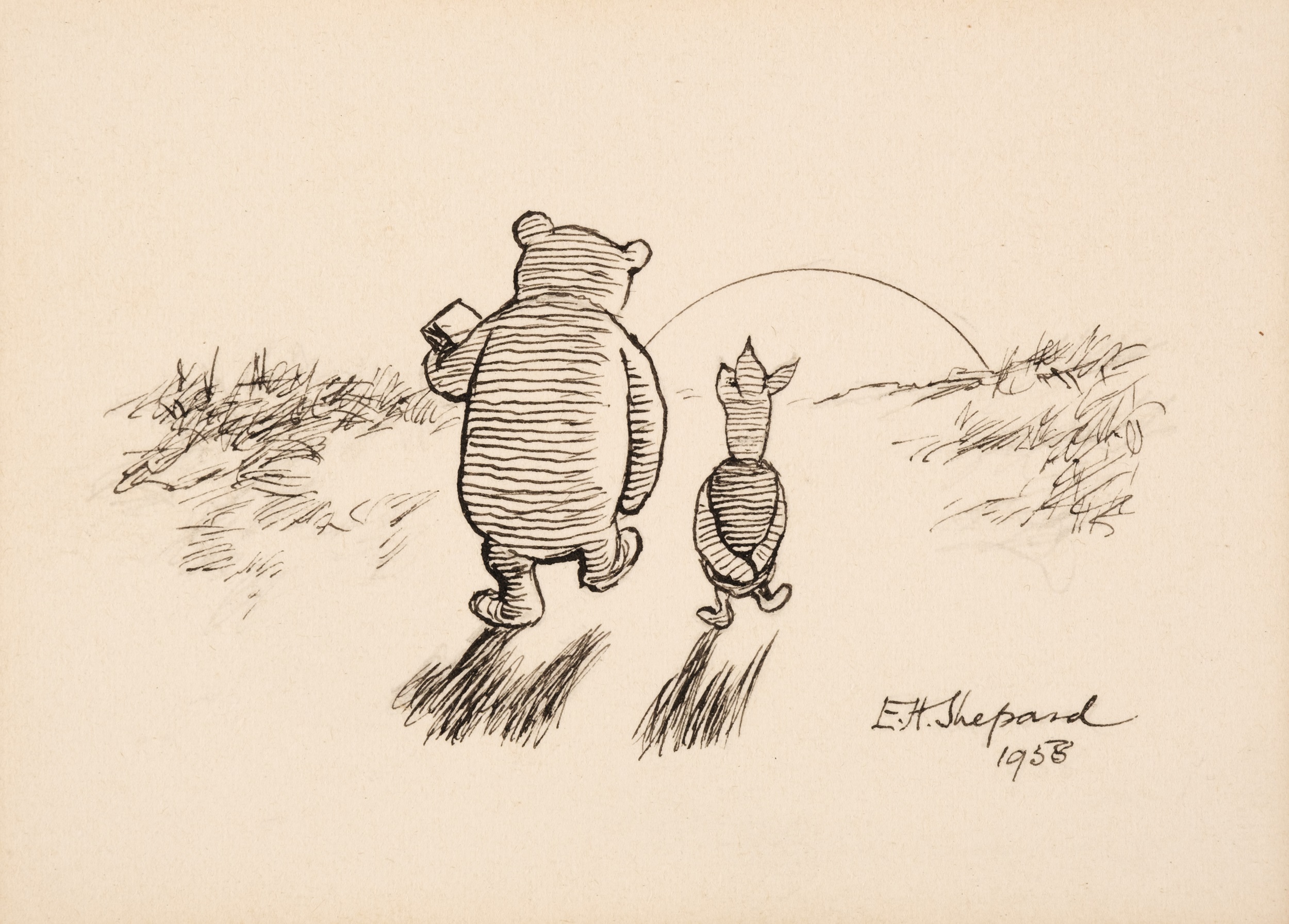 Pooh and Piglet Original Drawing Discovered in Cellar Drawer