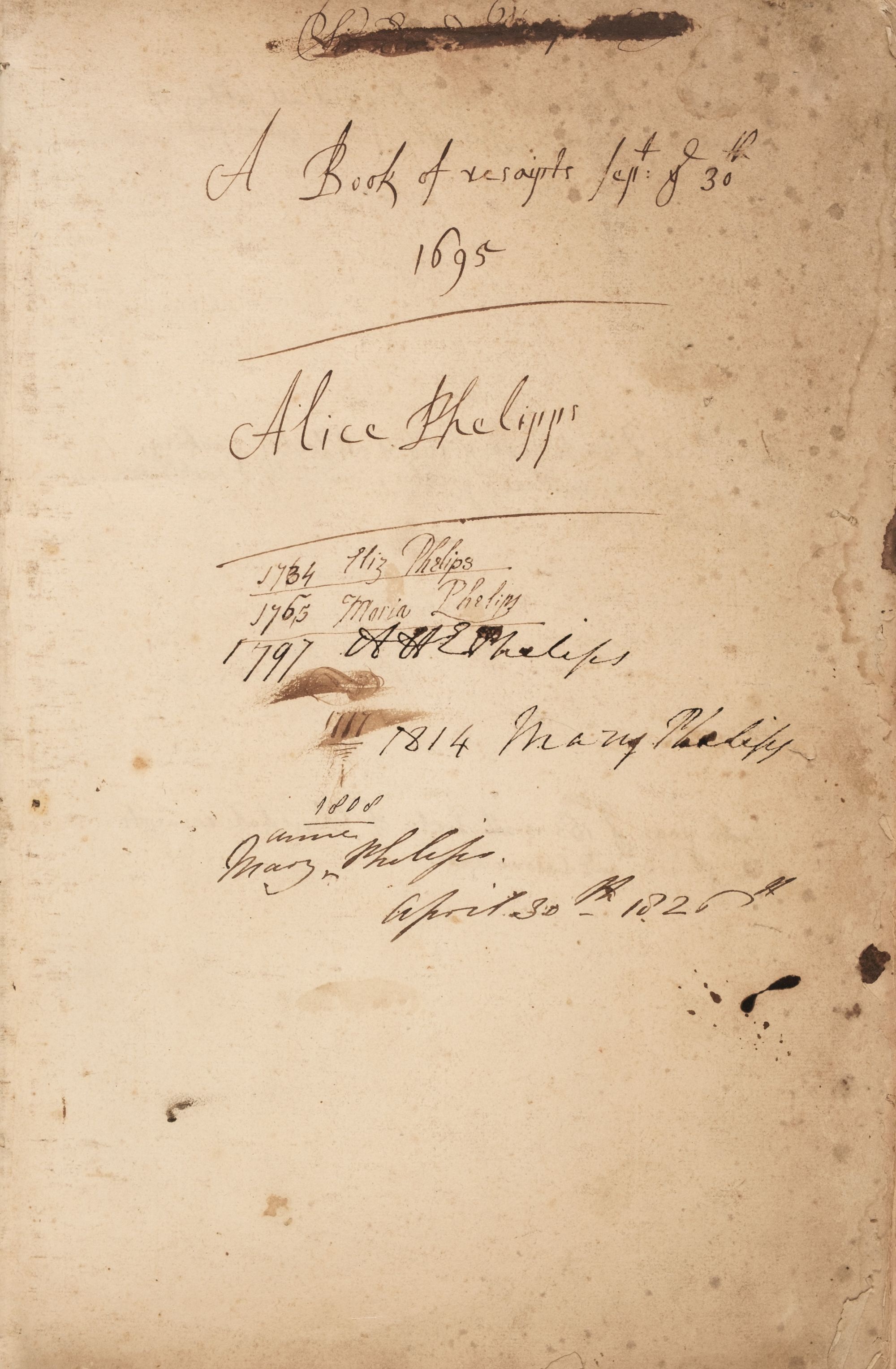 A page from a manuscript receipts folio by Alice Phelipps.