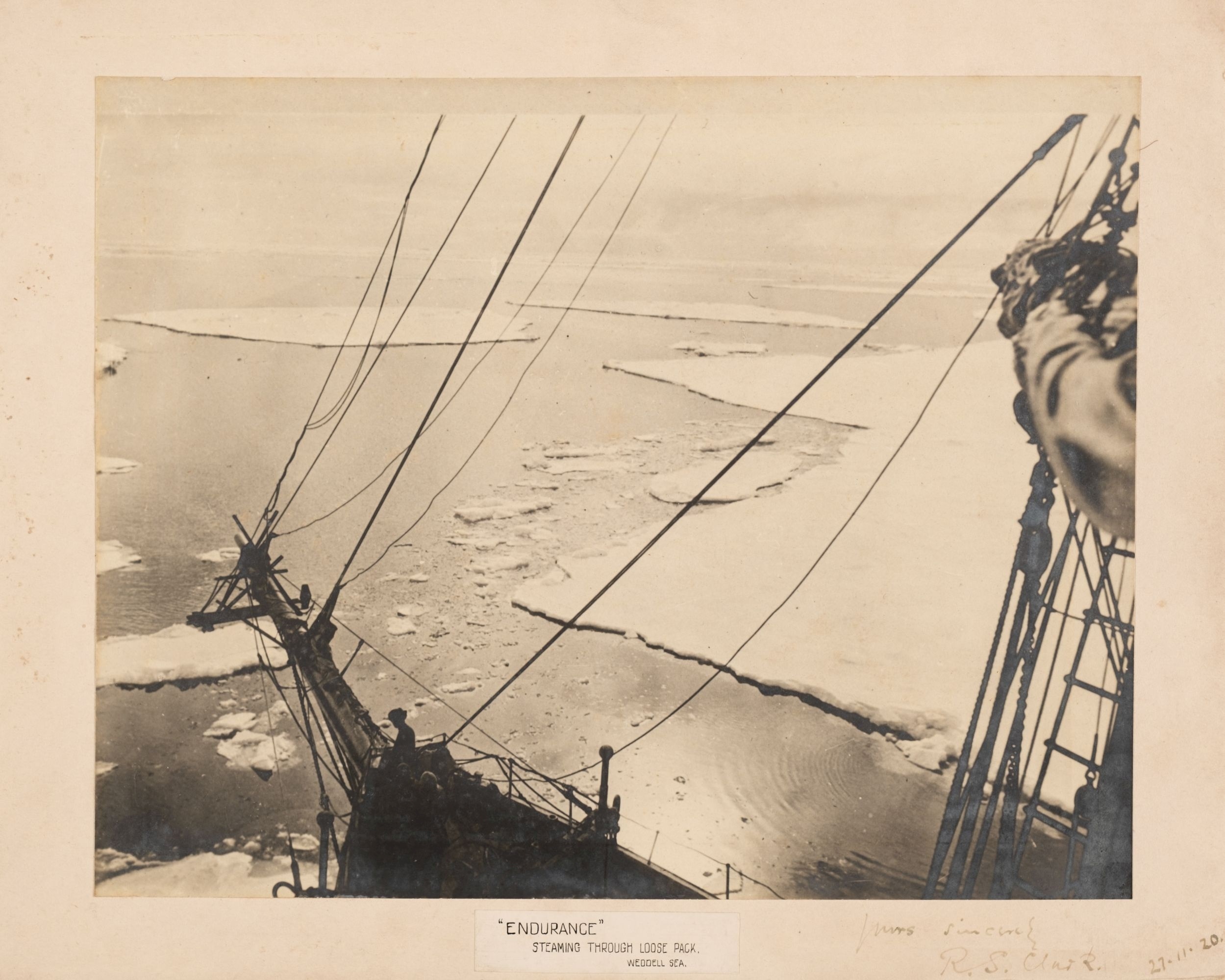 A vintage gelatin silver print of the Endurance by Frank Hurley.