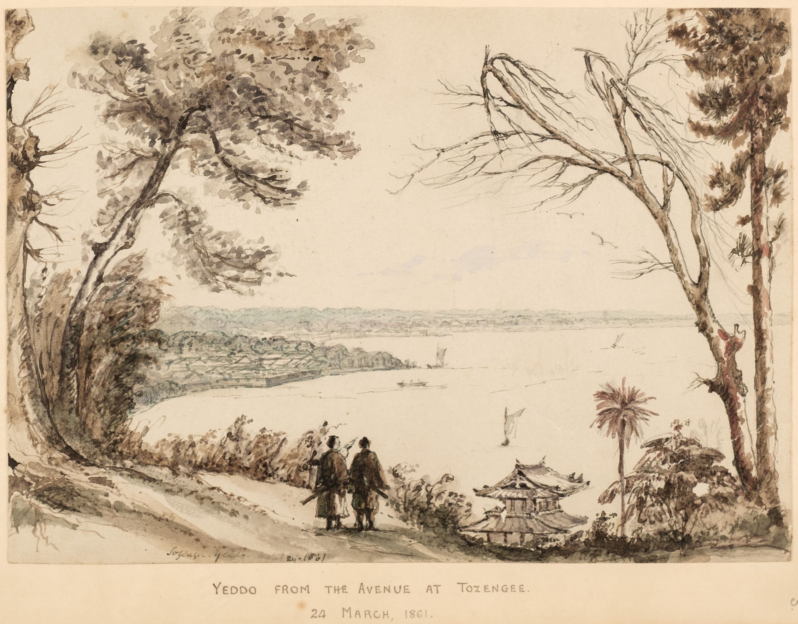 An original drawing of Japan by John Rutherford Alcock.