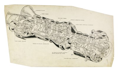 Lot 810 - R. J. Way: Cut-away pen-and-Ink drawing.