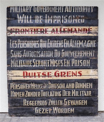 Lot 1006 - WWII - Germany Border Crossing Sign.