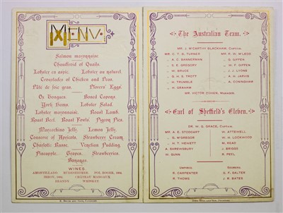 Lot 233 - Cricket Menu.