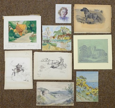 Lot 316 - Watercolours & Drawings.