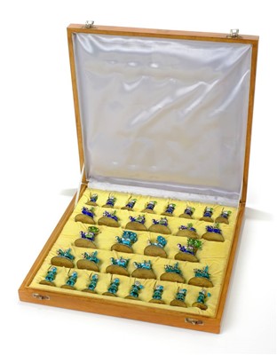 Lot 118 - A modern Indian silver and enamel chess set