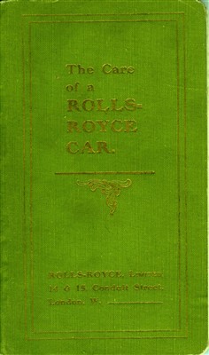 Lot 88 - Rolls-Royce 40/50hp Care & Maintenance Book