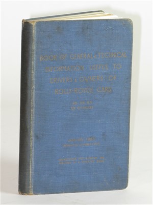 Lot 89 - Rolls-Royce 40/50hp Technical Information Book