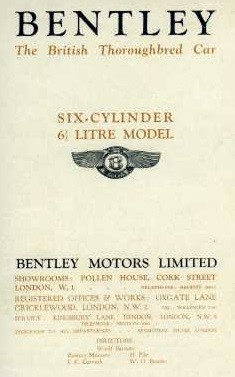 Lot 170 - Bentley - Six Cylinder 6 1/2 Litre Model.