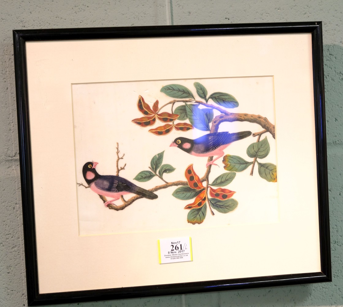 Lot 261 Chinese rice paper drawings.