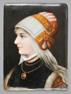 Lot 341 - German Porcelain. Portrait of an Italian Renaissance lady, circa 1890