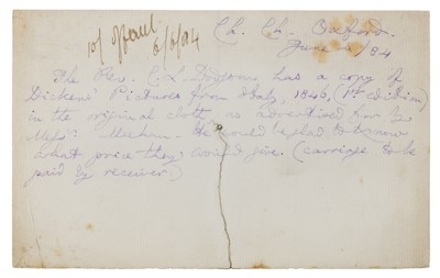 Lot 572 - Dodgson, Charles Lutwidge, 'Lewis Carroll', 1832-1898