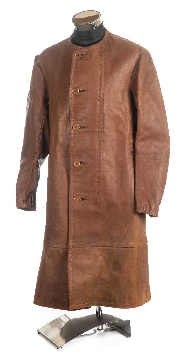 Lot 316 - Dunhill Ltd brown leather motoring overcoat