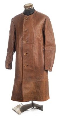 Lot 316 - Dunhill Ltd brown leather motoring overcoat