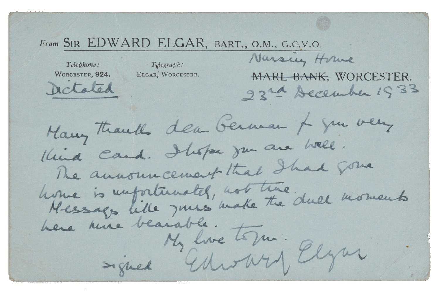 Lot 269 - Elgar, Edward, 1857-1934