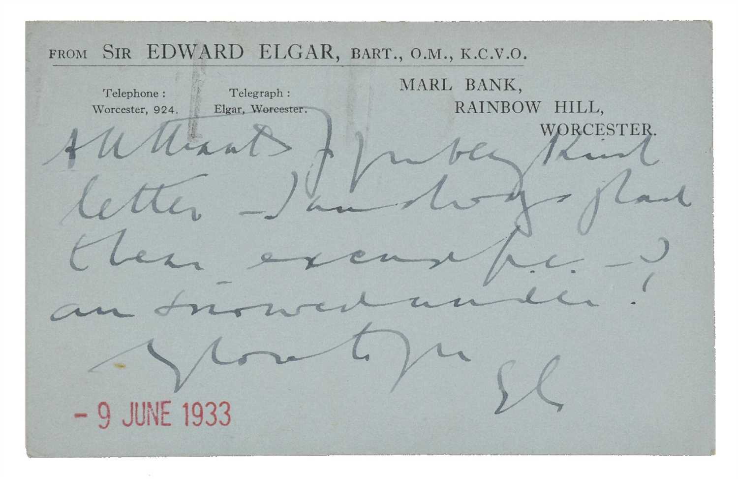 Lot 267 - Elgar, Edward, 1857-1934