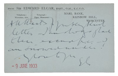 Lot 267 - Elgar, Edward, 1857-1934