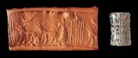 Lot 217 - Akkadian green serpentine cylinder seal