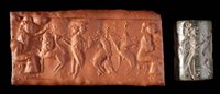 Lot 221 - Akkadian green serpentine cylinder seal