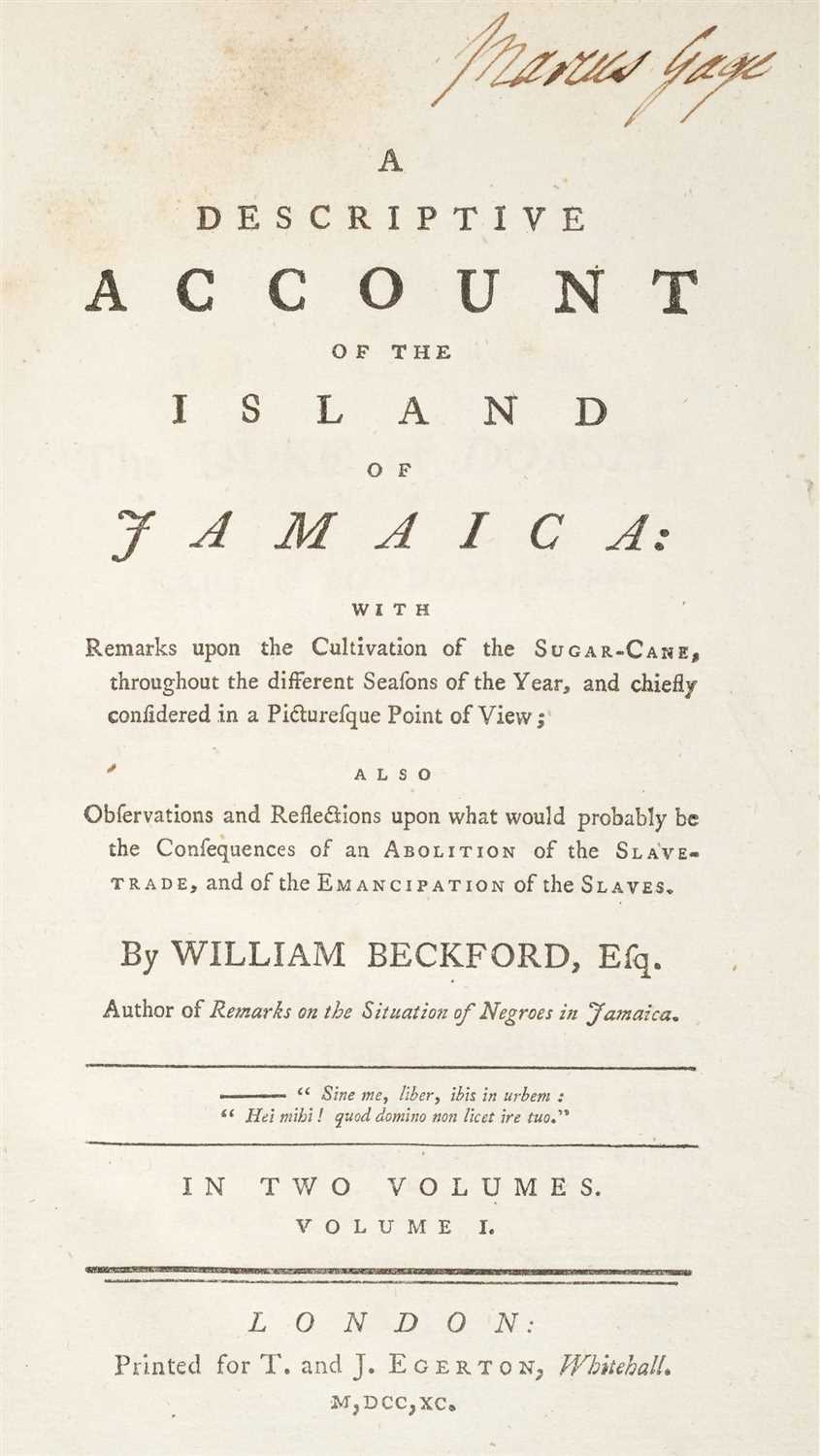Lot 299 - Beckford (William). A Descriptive Account of the Island of Jamaica, 1790