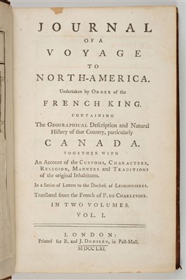 Lot 235 - Charlevoix (Pierre Francois Xavier de). Journal of a Voyage to North-America., 1761