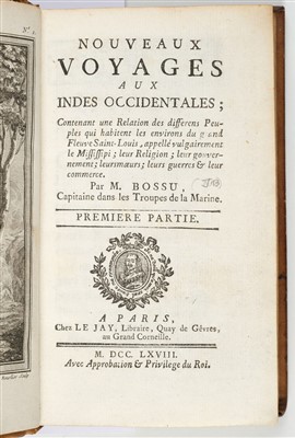 Lot 249 - Bossu (Jean Bernard). Nouveaux voyages aux Indes occidentales, 1768
