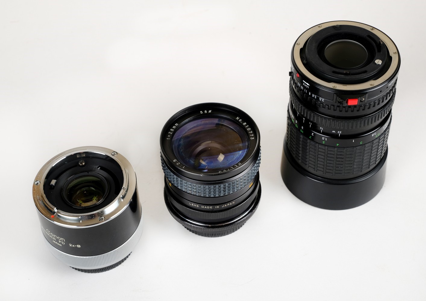 Lot 348 Canon AE1 Program camera and lenses.