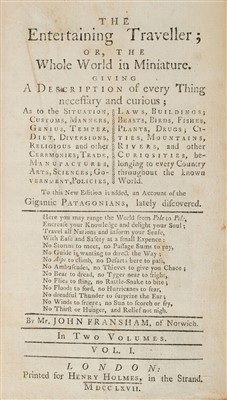 Lot 248 - Fransham (John). The Entertaining Traveller, 1767