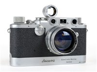 Lot 384 - Leica IIIf rangefinder (1951) with Summitar 50mm f/2 lens and Leicavit winder.