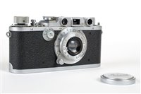 Lot 382 - Leica IIIb rangefinder (1938) with Elmar 50mm f/3.5 lens.