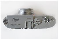 Lot 391 - Leica M1 camera (1959) with Elmar 50mm f/2.8 lens.