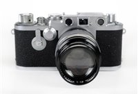 Lot 386 - Leica IIIf rangefinder (1955) with Hektor 73mm f/1.9 lens.