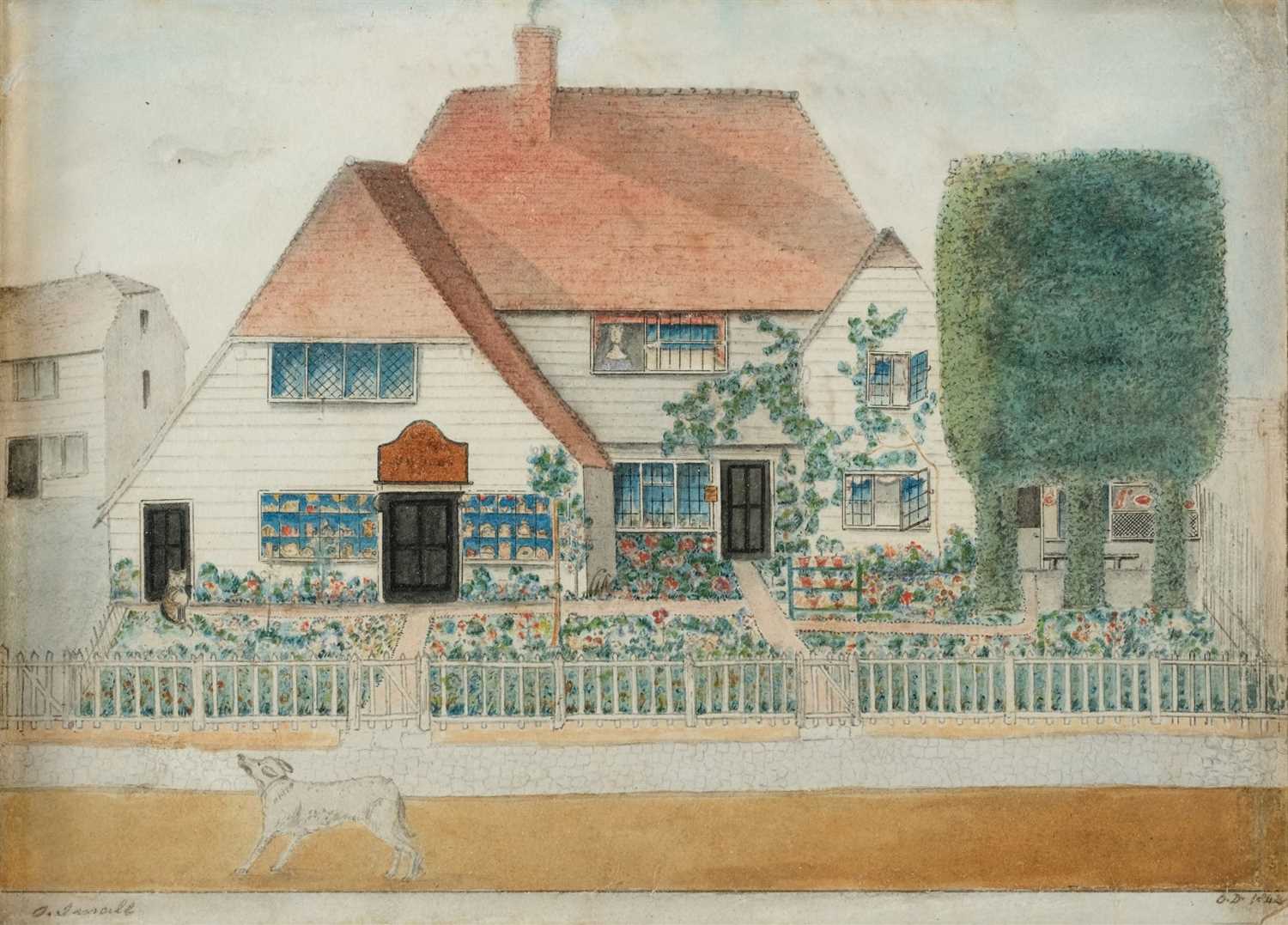 Lot 426 - Domestic Architecture. Gabled house with dog, 1844
