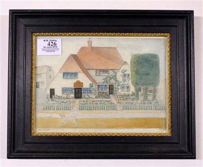 Lot 426 - Domestic Architecture. Gabled house with dog, 1844