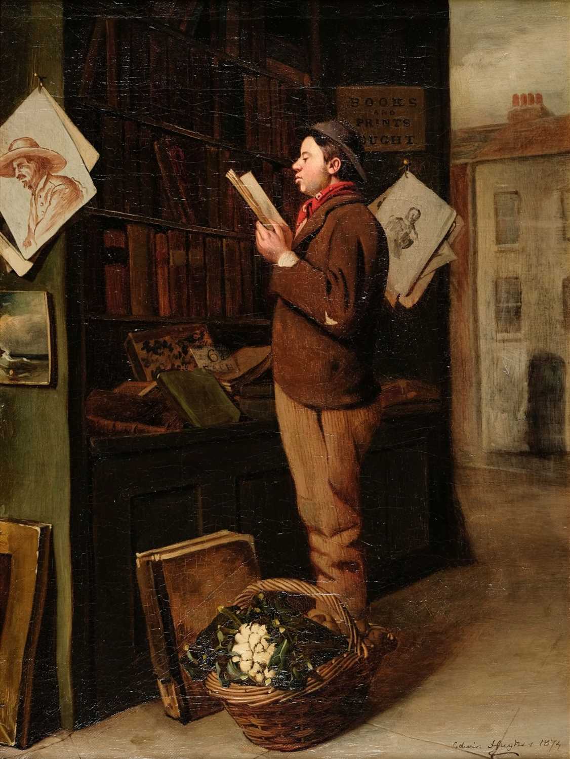 Lot 432 - Hughes (Edwin, 1842-1922). Greengrocer's Boy at a Print Stall, 1874
