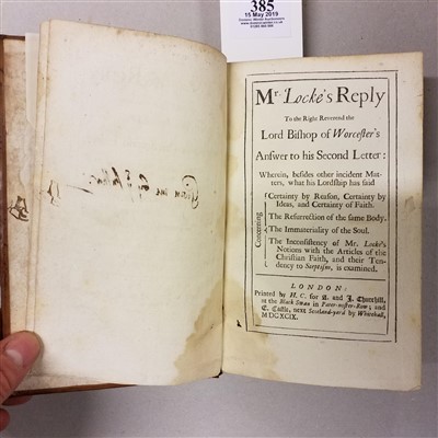 Lot 385 - Locke (John). Mr. Locke's Reply, 1699