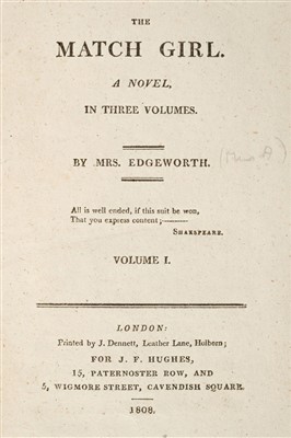 Lot 341 - Edgeworth (Maria). The Match Girl, A Novel, 1808
