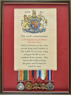 Lot 210 - Merchant Navy Group. A casualty group of five to 2nd Officer S.H. Rylands, Merchant Navy