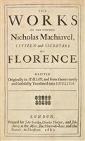 Lot 386 - Machiavelli (Niccolo). Works, 2nd edition in English, 1680