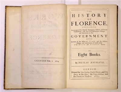 Lot 386 - Machiavelli (Niccolo). Works, 2nd edition in English, 1680