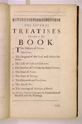 Lot 386 - Machiavelli (Niccolo). Works, 2nd edition in English, 1680