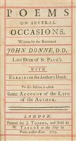 Lot 371 - Donne (John). Poems on Several Occasions, for J. Tonson, 1719