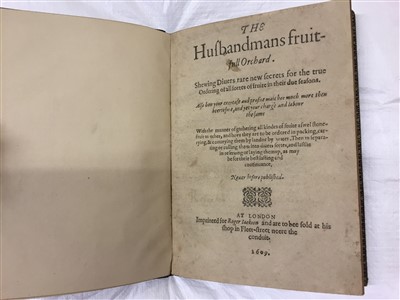 Lot 8 - 'N. F.' The Husbandmans fruitfull Orchard, 1609