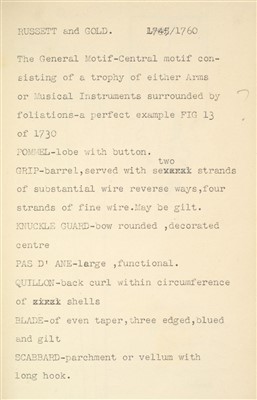 Lot 54 - Manuscript Catalogue of Edged Weapons