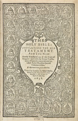 Lot 279 - Bible [English]. The Holy Bible..., London: Robert Barker & Assignes of John Bill, 1638