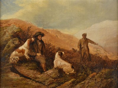 Lot 266 - Meggeson (J. Turner, 19th century). Hunting Scene with Dogs in the Scottish Highlands, 1859