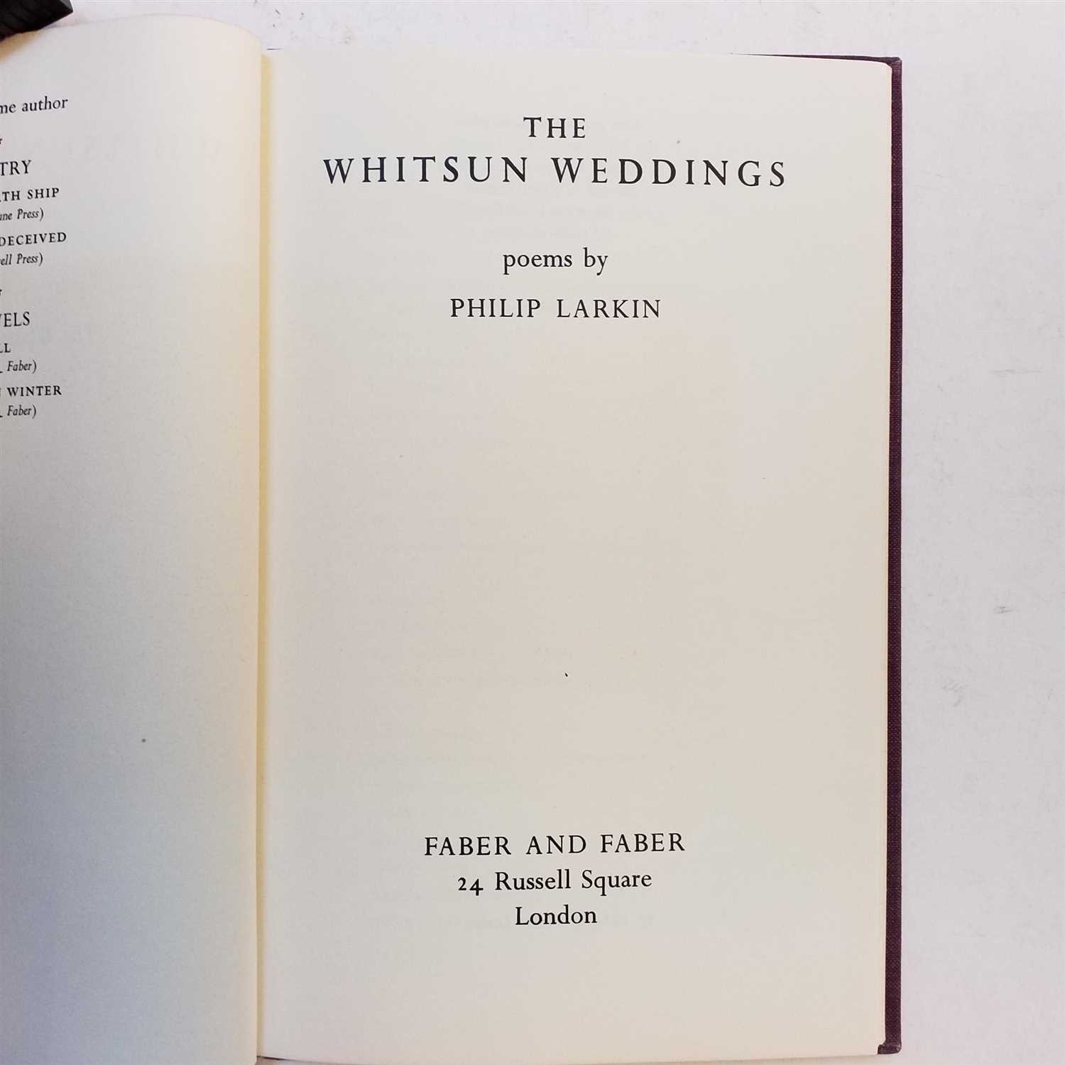 Lot 719 - Larkin (Philip). Whitsun Weddings, 1964,