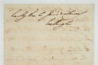 Lot 71 - Duke of Wellington, Autograph letter, 1811