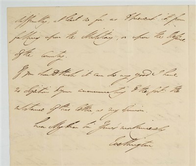 Lot 72 - Duke of Wellington, Autograph letter, 1810