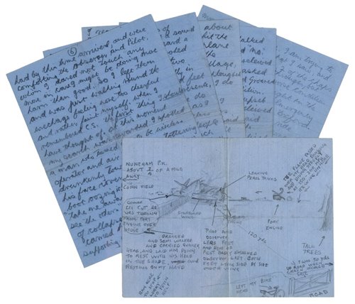 Lot 49 - Eyewitness account of a Blenheim Bomber crash, 1940