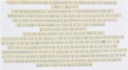 Lot 53 - Hitler Assassination Attempt. Ticker tape notification, 20 July 1944